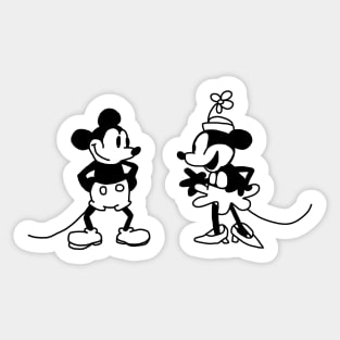 Cute Boy Mouse and Girl Mouse in Steamboat Willie Sticker